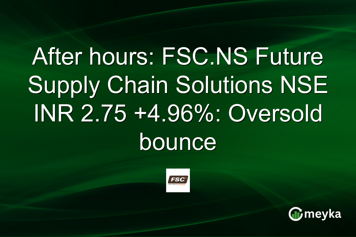 After hours: FSC.NS Future Supply Chain Solutions NSE INR 2.75 +4.96%: Oversold bounce