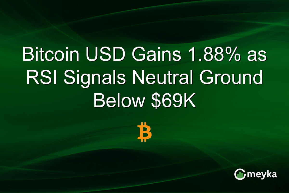 Bitcoin USD Gains 1.88% as RSI Signals Neutral Ground Below $69K