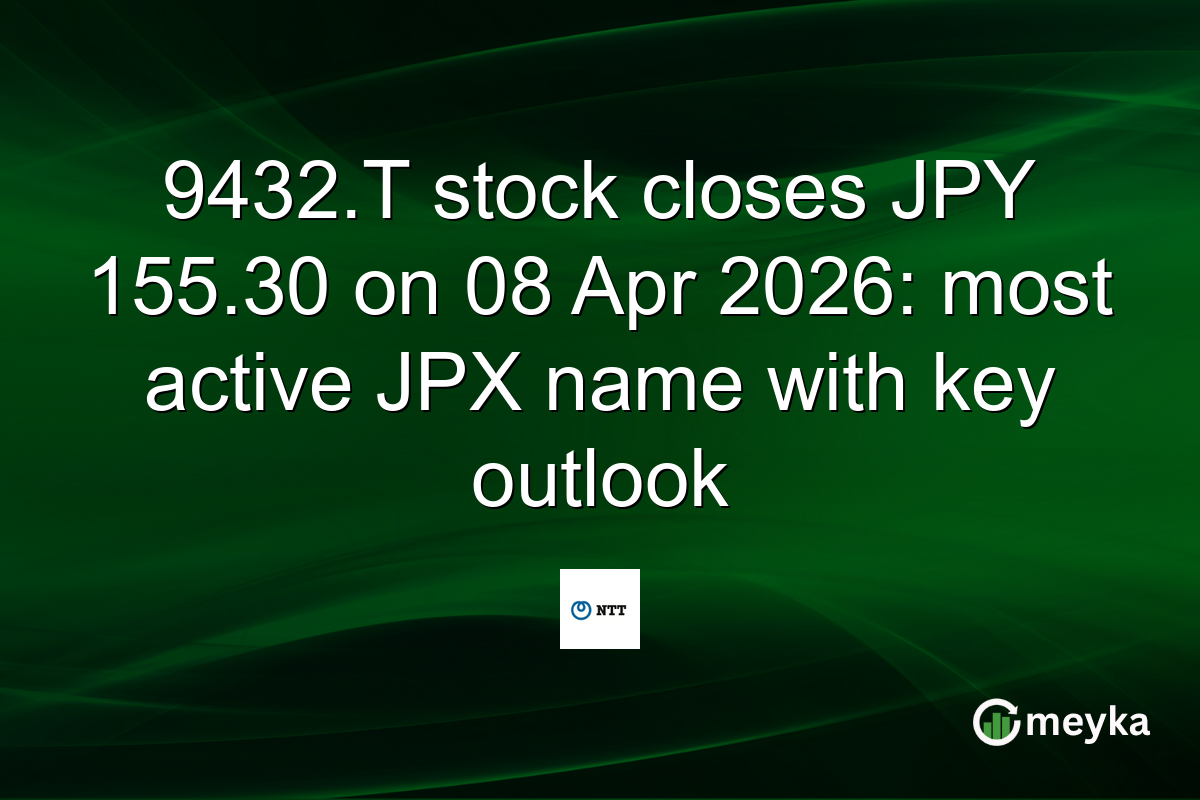 9432.T stock closes JPY 155.30 on 08 Apr 2026: most active JPX name with key outlook