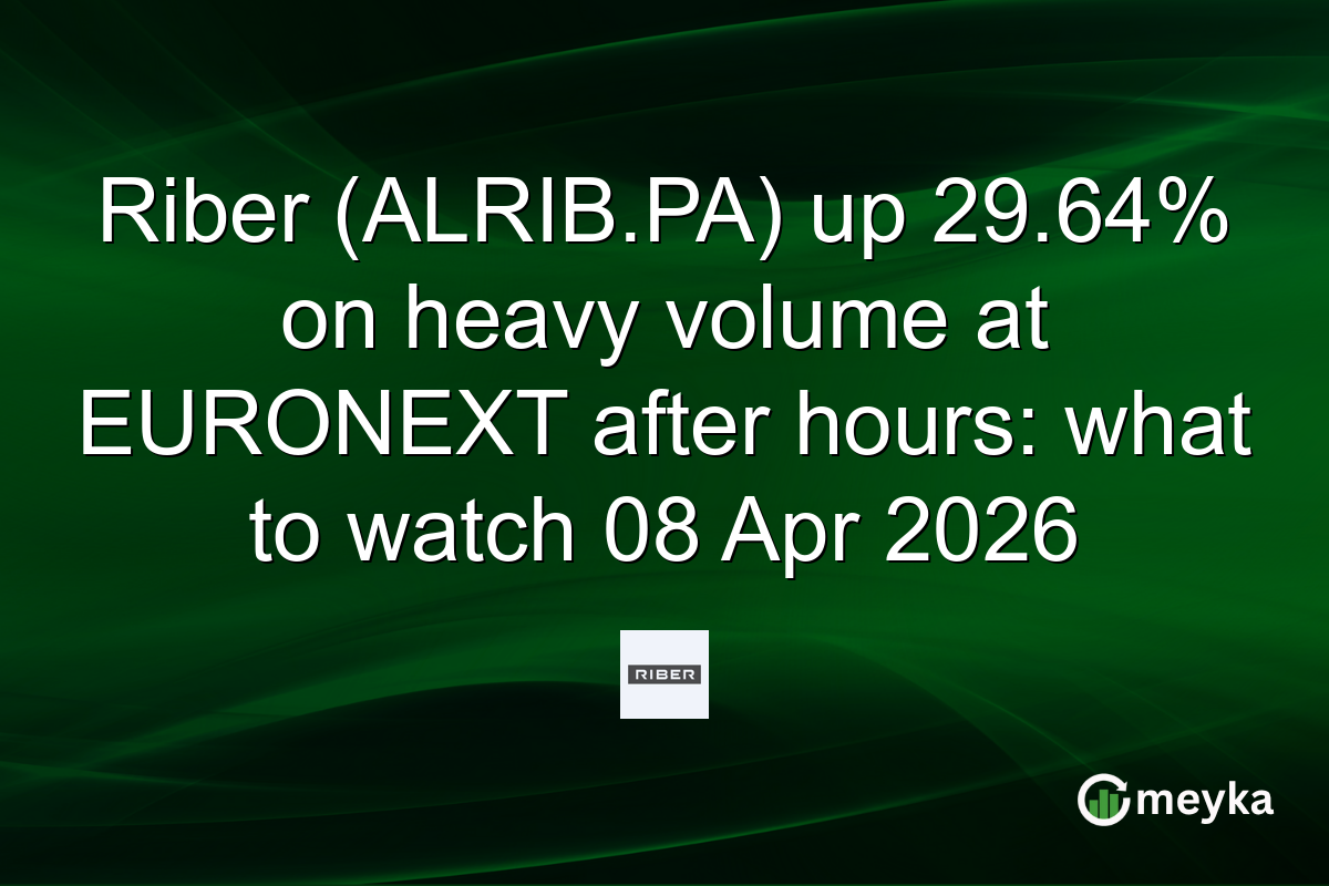 Riber (ALRIB.PA) up 29.64% on heavy volume at EURONEXT after hours: what to watch 08 Apr 2026