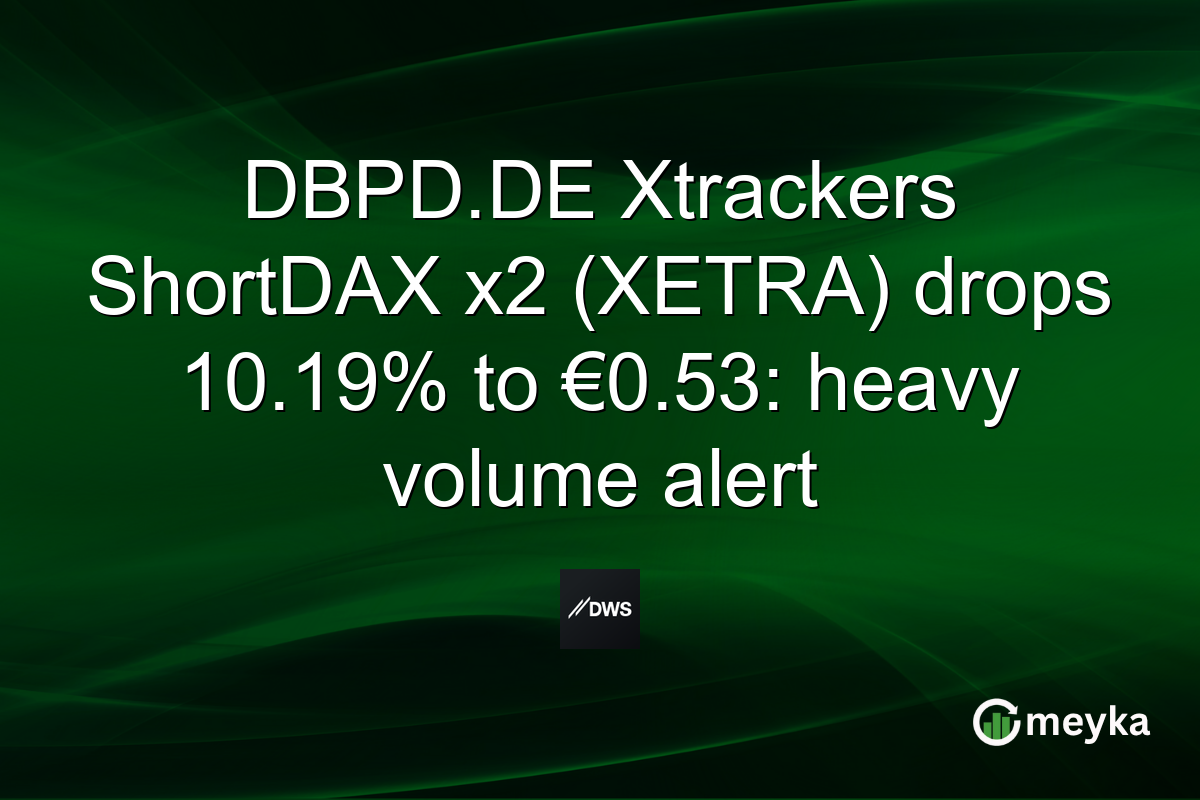 DBPD.DE Xtrackers ShortDAX x2 (XETRA) drops 10.19% to €0.53: heavy volume alert