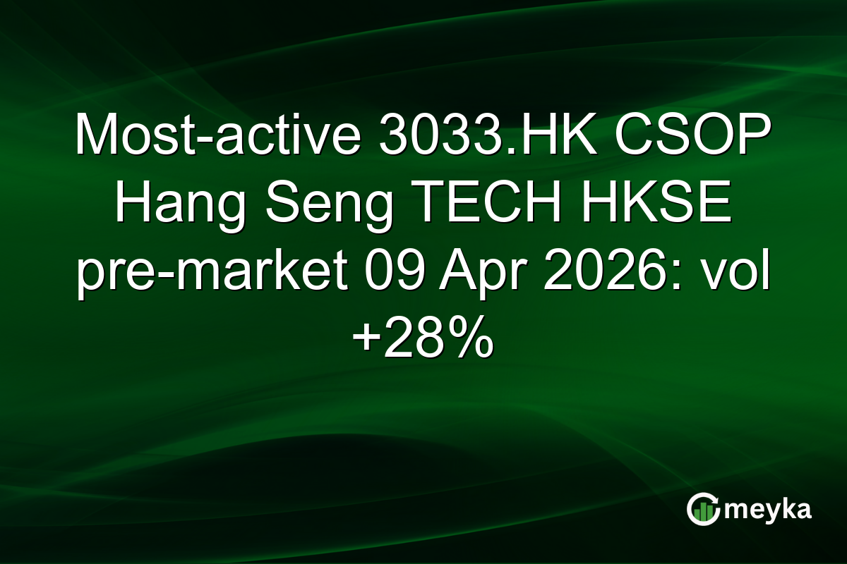 Most-active 3033.HK CSOP Hang Seng TECH HKSE pre-market 09 Apr 2026: vol +28%