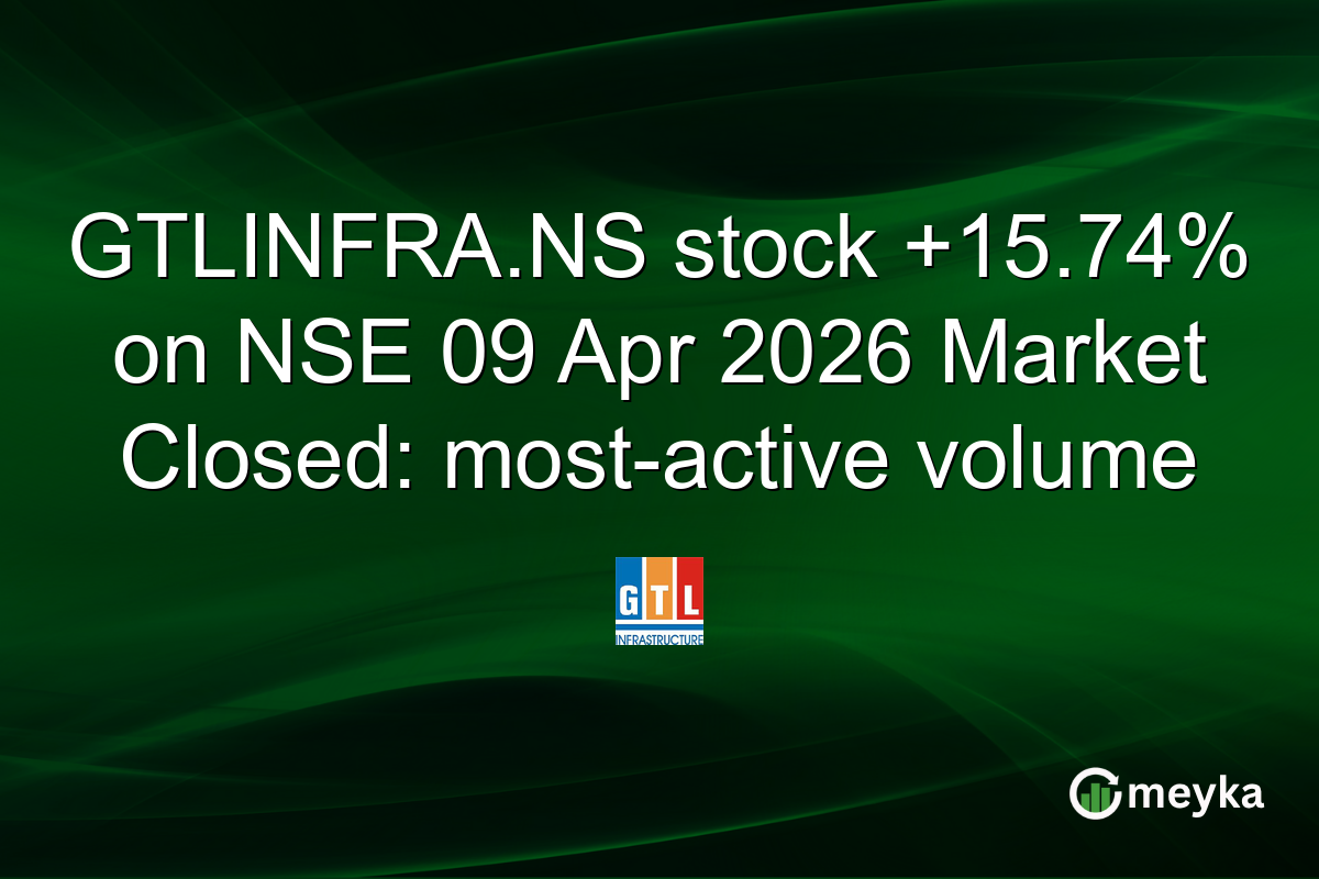 GTLINFRA.NS stock +15.74% on NSE 09 Apr 2026 Market Closed: most-active volume