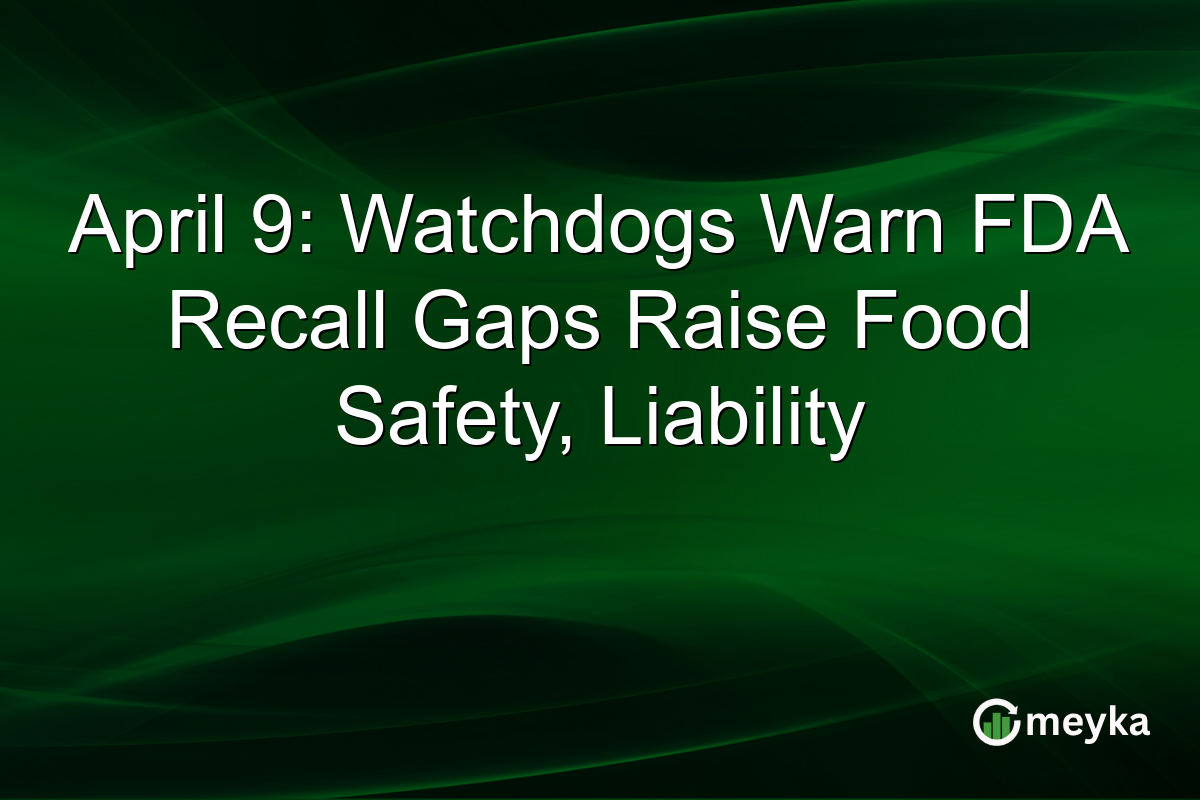 April 9: Watchdogs Warn FDA Recall Gaps Raise Food Safety, Liability