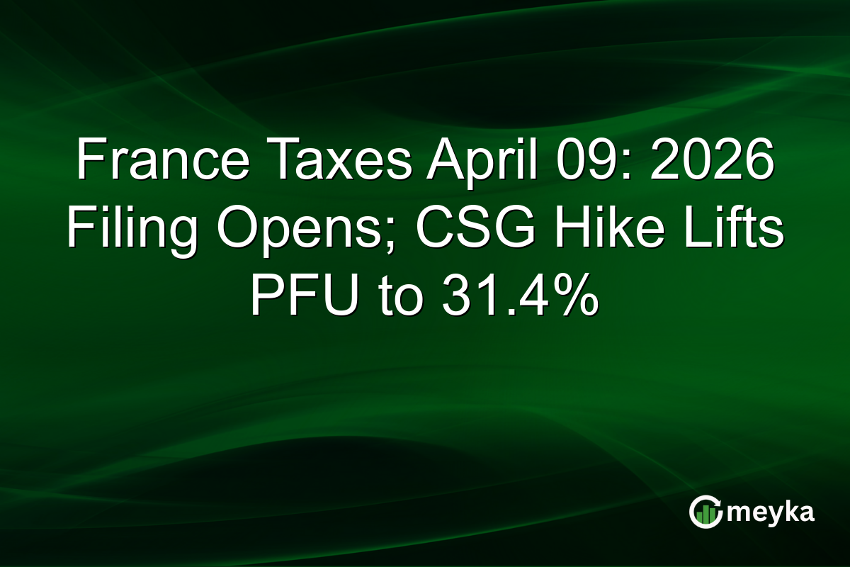 France Taxes April 09: 2026 Filing Opens; CSG Hike Lifts PFU to 31.4%