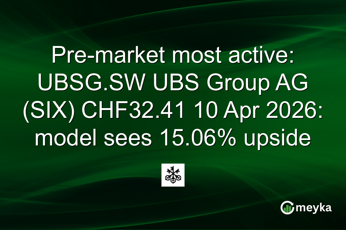 Pre-market most active: UBSG.SW UBS Group AG (SIX) CHF32.41 10 Apr 2026: model sees 15.06% upside