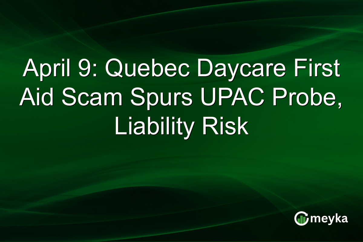 April 9: Quebec Daycare First Aid Scam Spurs UPAC Probe, Liability Risk