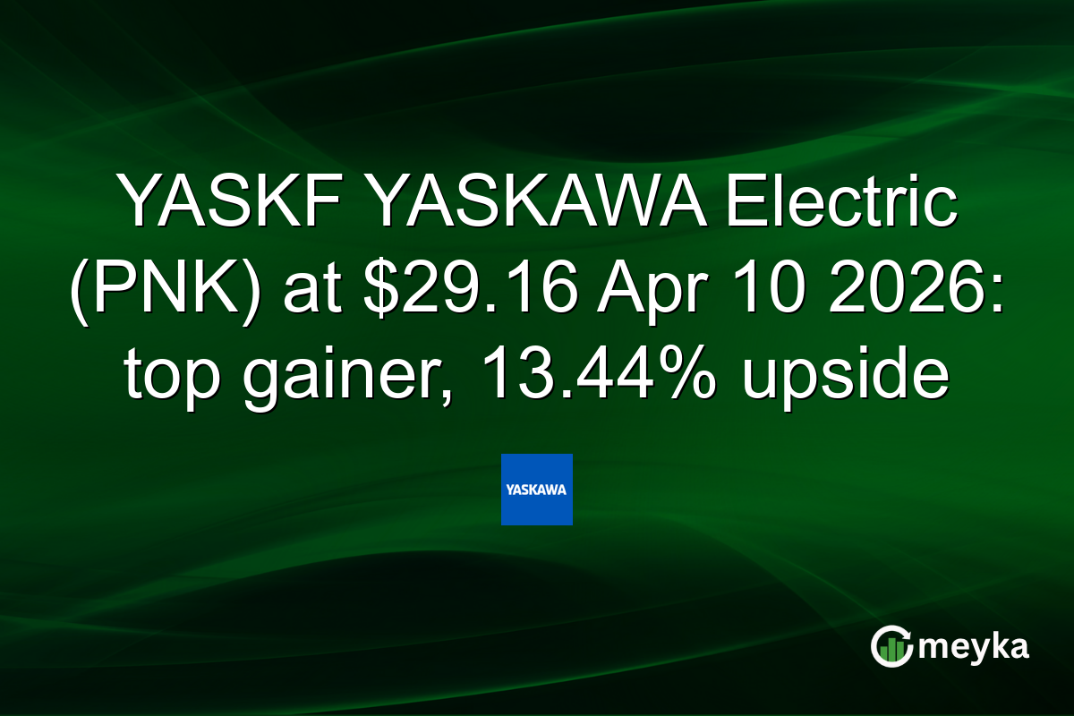 YASKF YASKAWA Electric (PNK) at $29.16 Apr 10 2026: top gainer, 13.44% upside