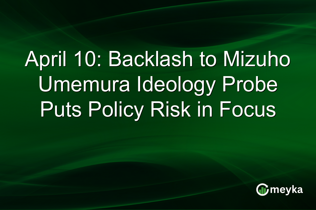 April 10: Backlash to Mizuho Umemura Ideology Probe Puts Policy Risk in Focus