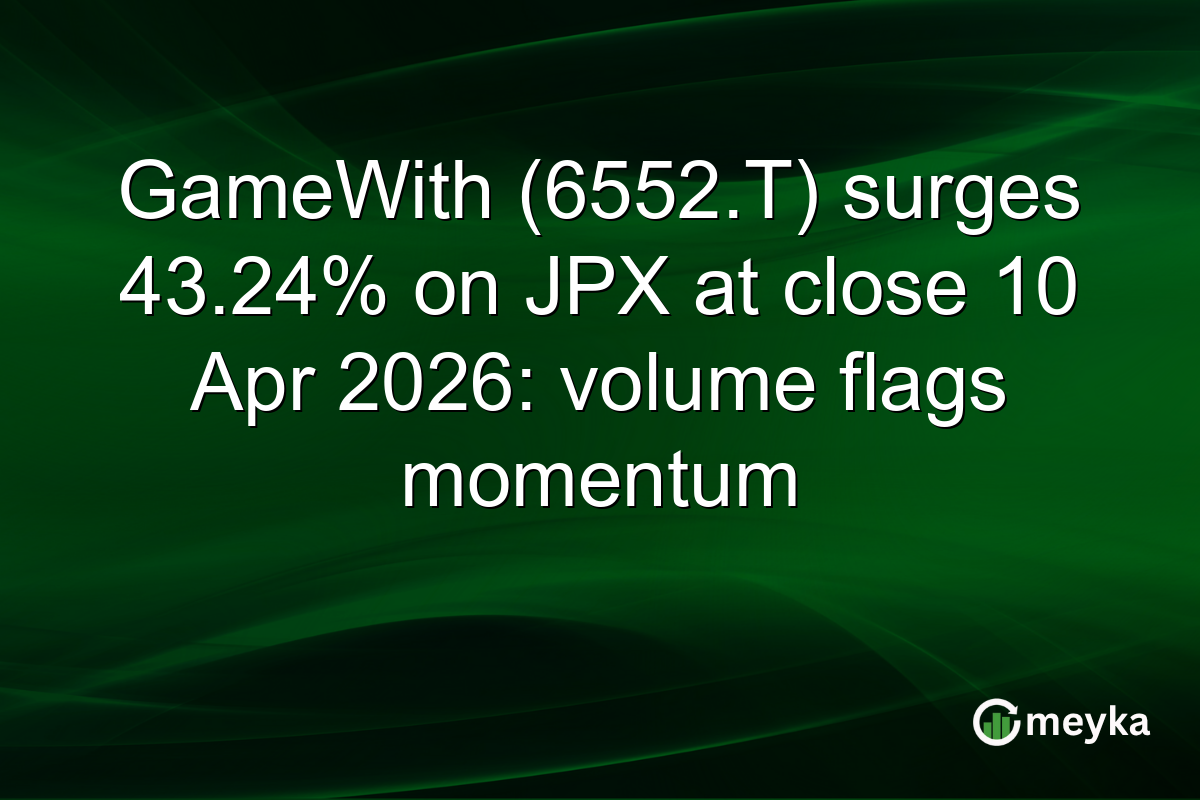 GameWith (6552.T) surges 43.24% on JPX at close 10 Apr 2026: volume flags momentum