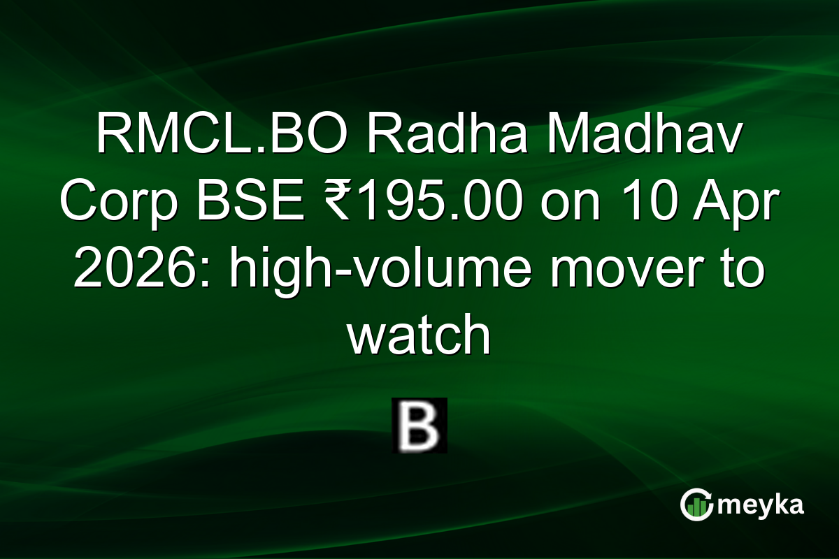 RMCL.BO Radha Madhav Corp BSE ₹195.00 on 10 Apr 2026: high-volume mover to watch