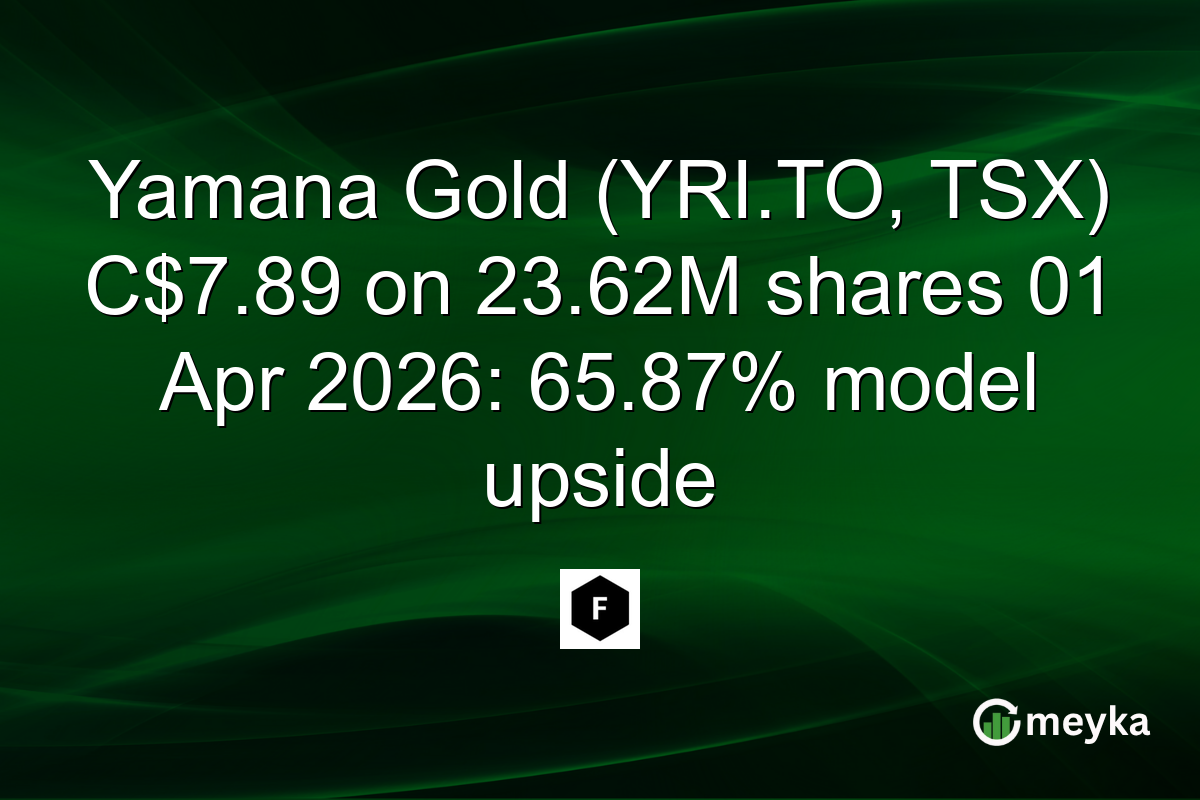Yamana Gold (YRI.TO, TSX) C$7.89 on 23.62M shares 01 Apr 2026: 65.87% model upside