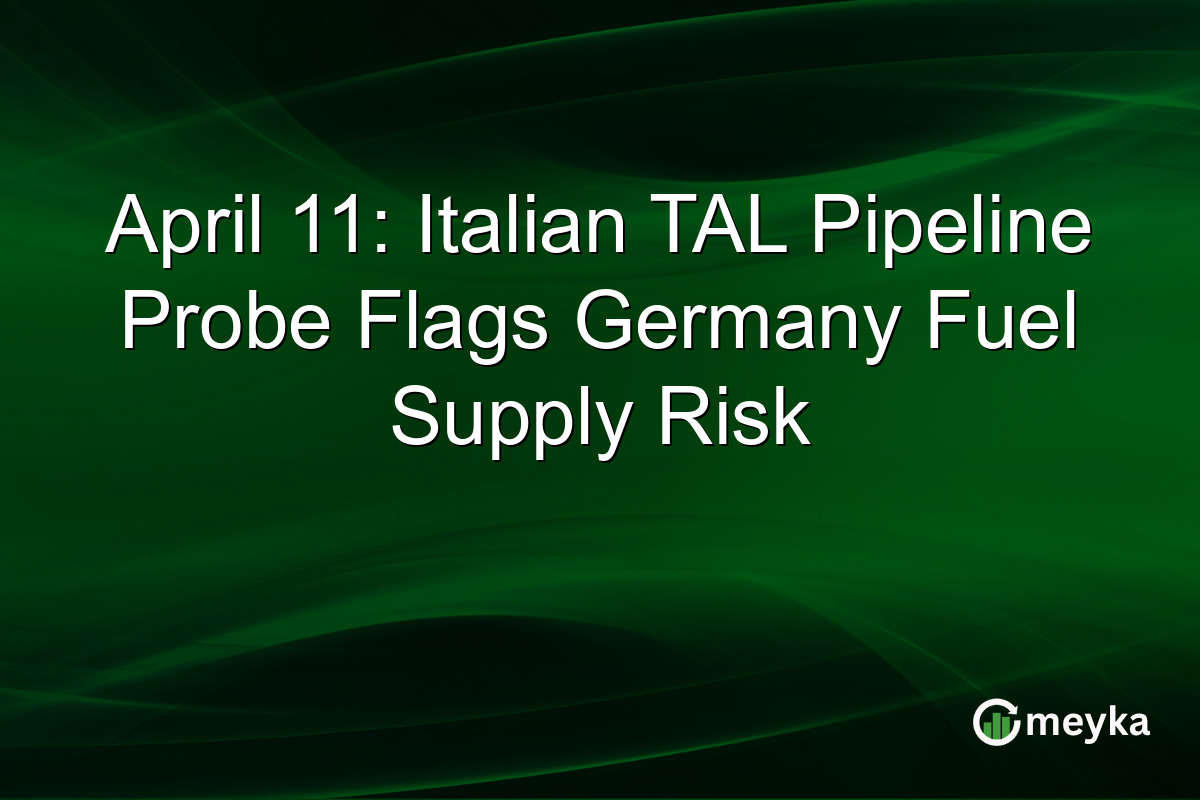 April 11: Italian TAL Pipeline Probe Flags Germany Fuel Supply Risk