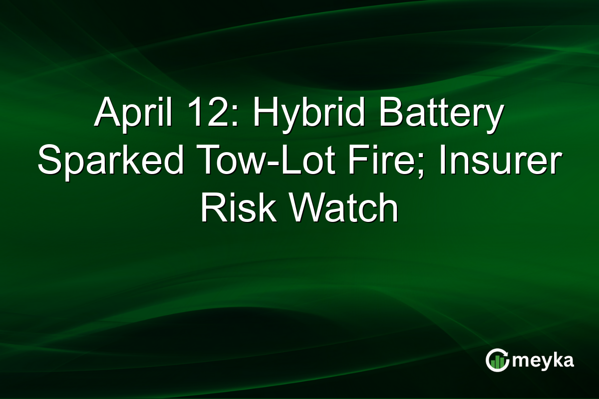 April 12: Hybrid Battery Sparked Tow-Lot Fire; Insurer Risk Watch