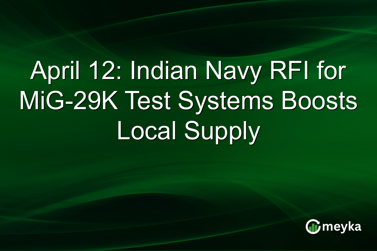 April 12: Indian Navy RFI for MiG-29K Test Systems Boosts Local Supply