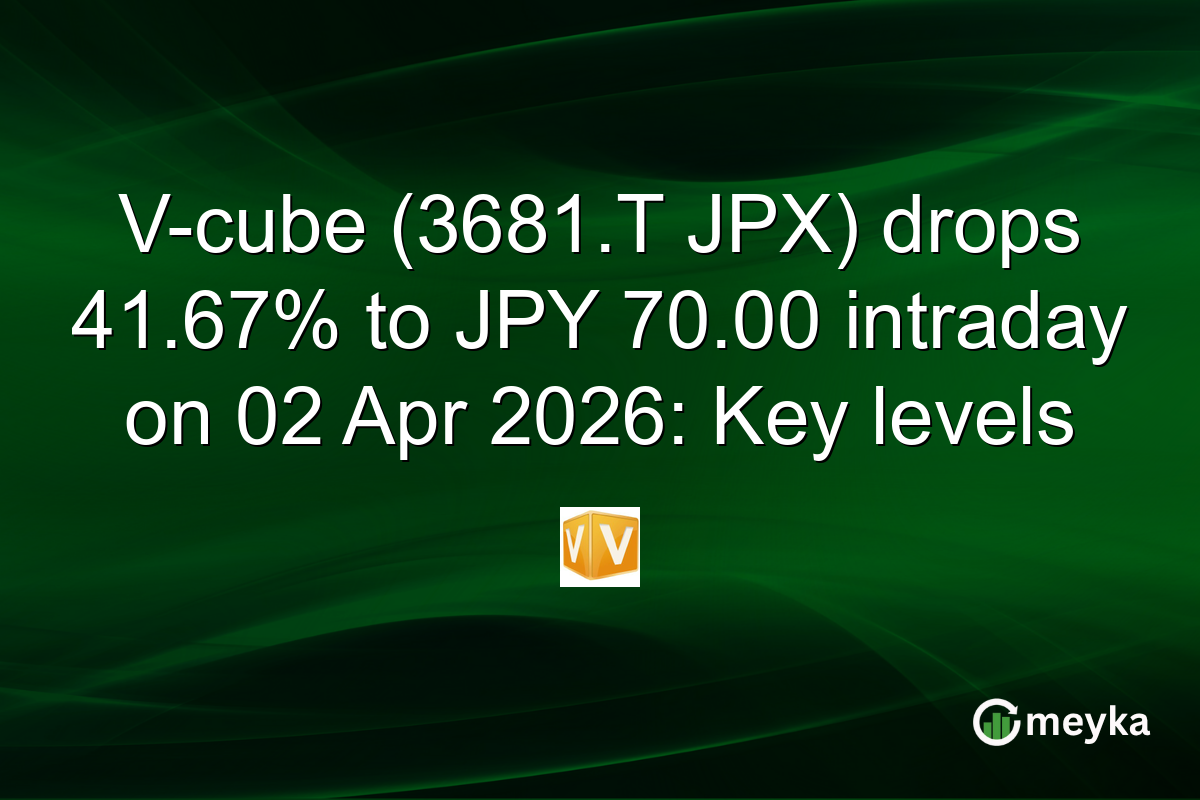 V-cube (3681.T JPX) drops 41.67% to JPY 70.00 intraday on 02 Apr 2026: Key levels
