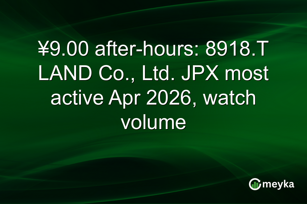 ¥9.00 after-hours: 8918.T LAND Co., Ltd. JPX most active Apr 2026, watch volume