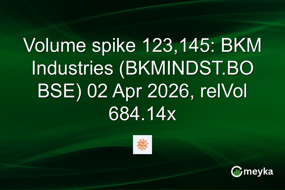 Volume spike 123,145: BKM Industries (BKMINDST.BO BSE) 02 Apr 2026, relVol 684.14x