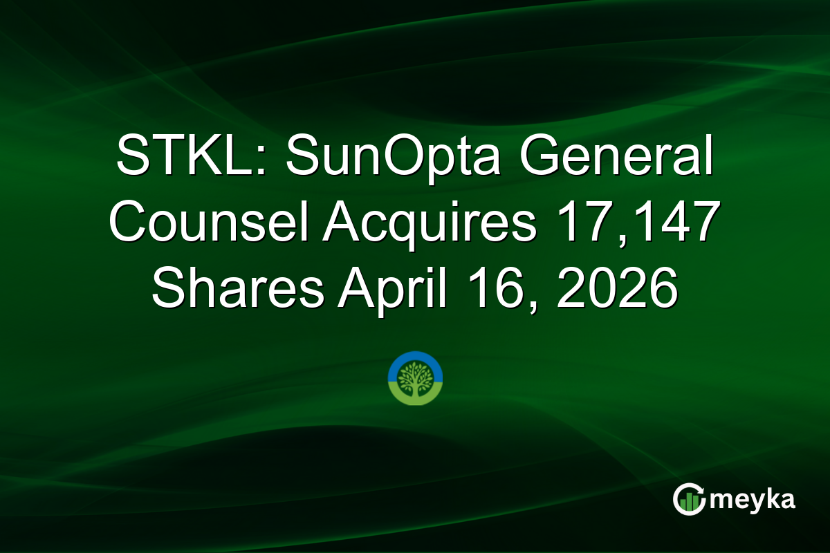 STKL: SunOpta General Counsel Acquires 17,147 Shares April 16, 2026