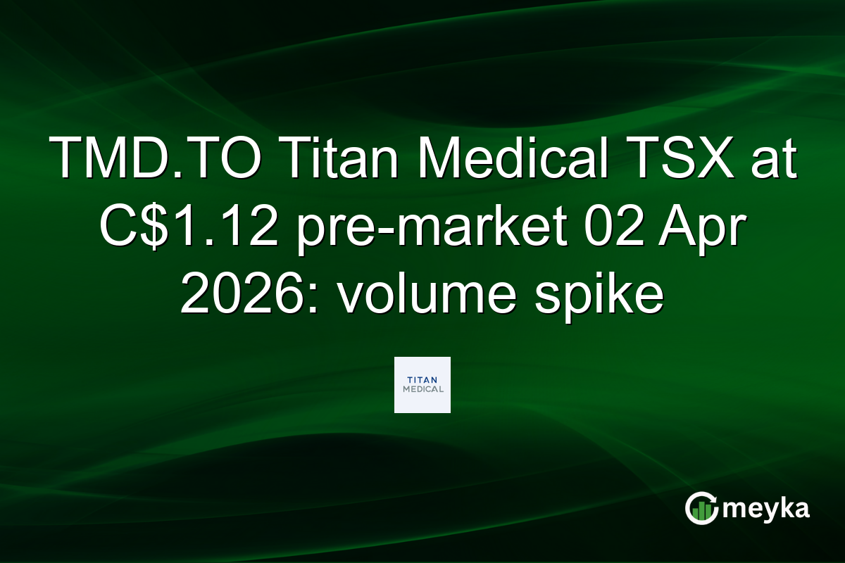 TMD.TO Titan Medical TSX at C$1.12 pre-market 02 Apr 2026: volume spike