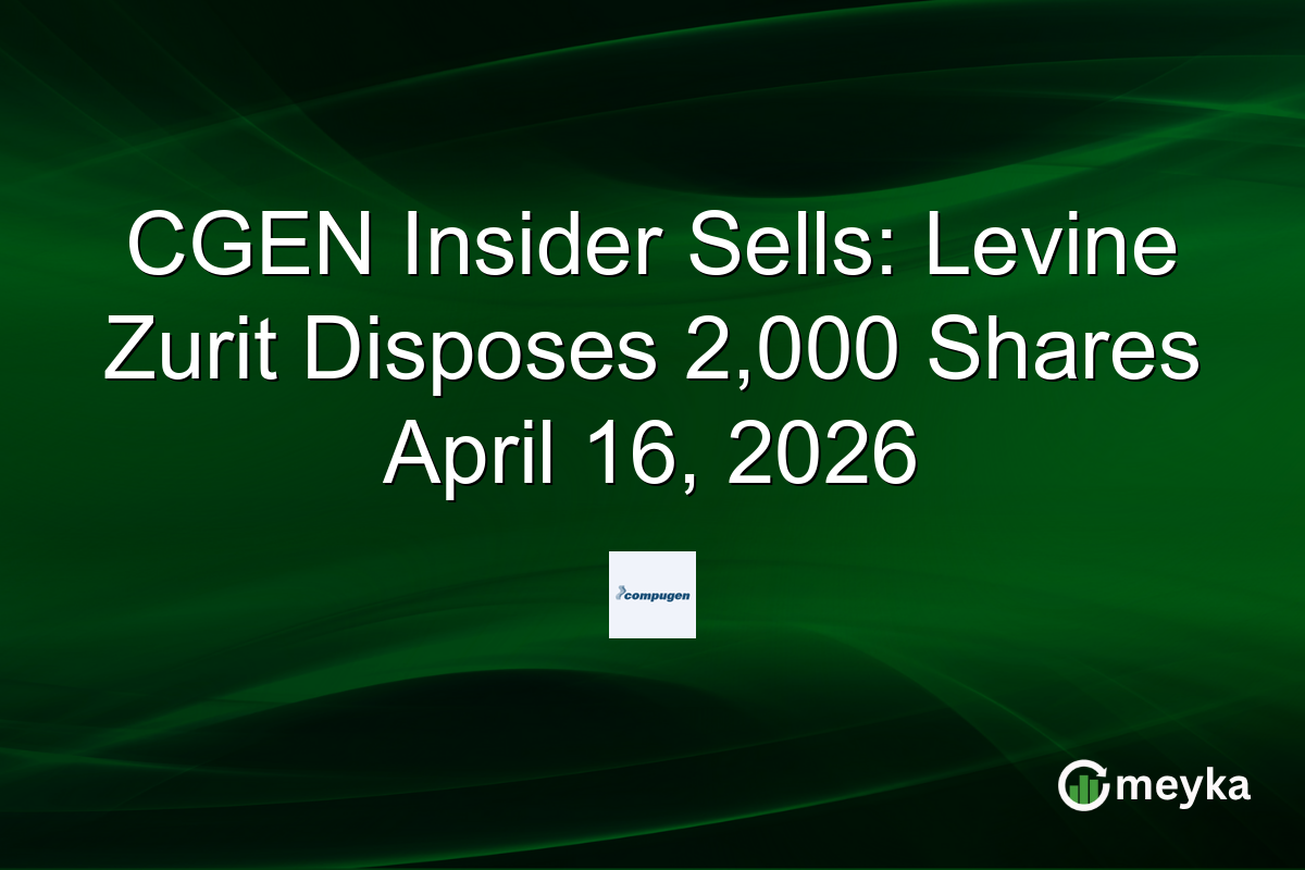 CGEN Insider Sells: Levine Zurit Disposes 2,000 Shares April 16, 2026
