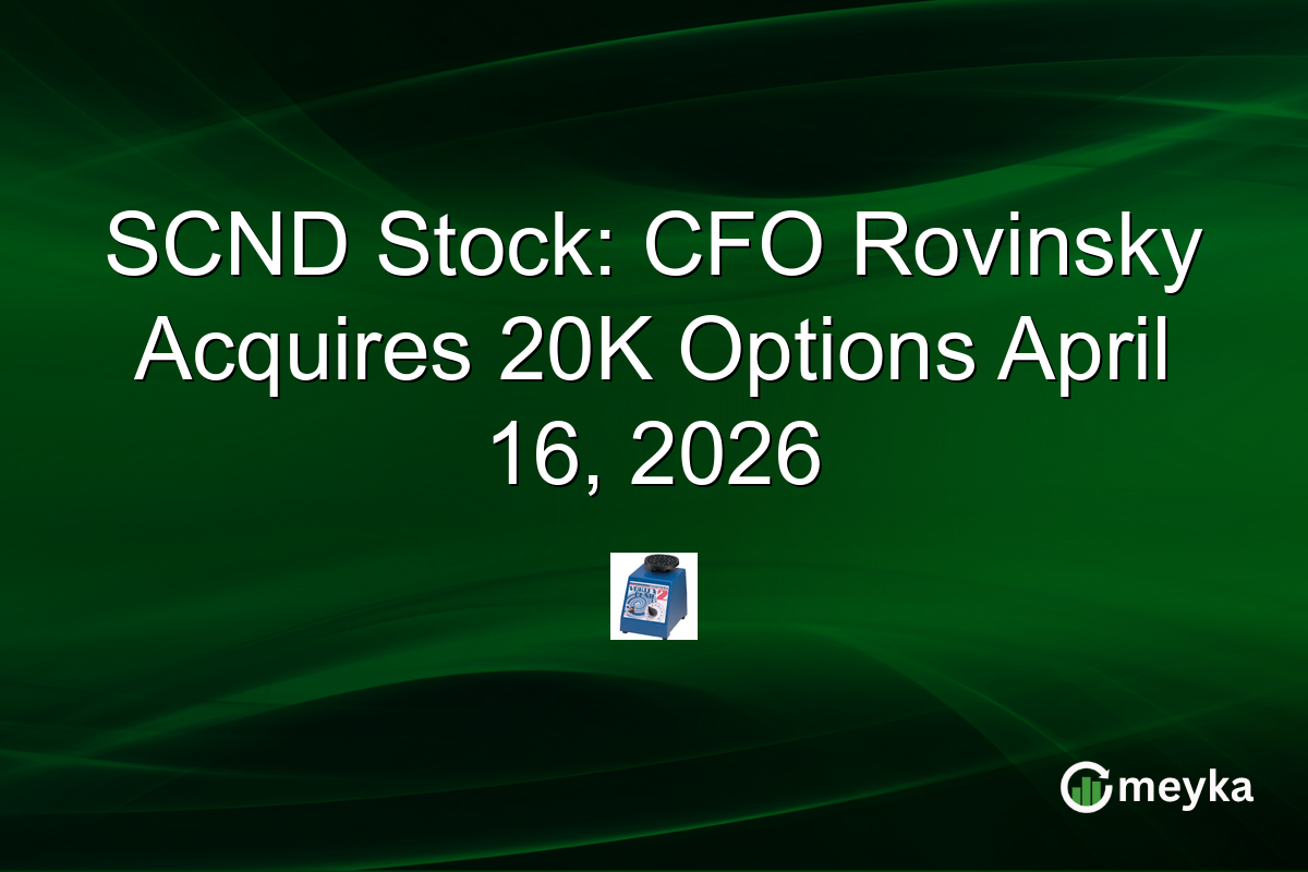 SCND Stock: CFO Rovinsky Acquires 20K Options April 16, 2026