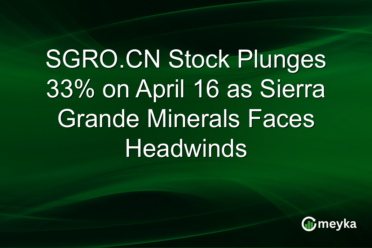 SGRO.CN Stock Plunges 33% on April 16 as Sierra Grande Minerals Faces Headwinds