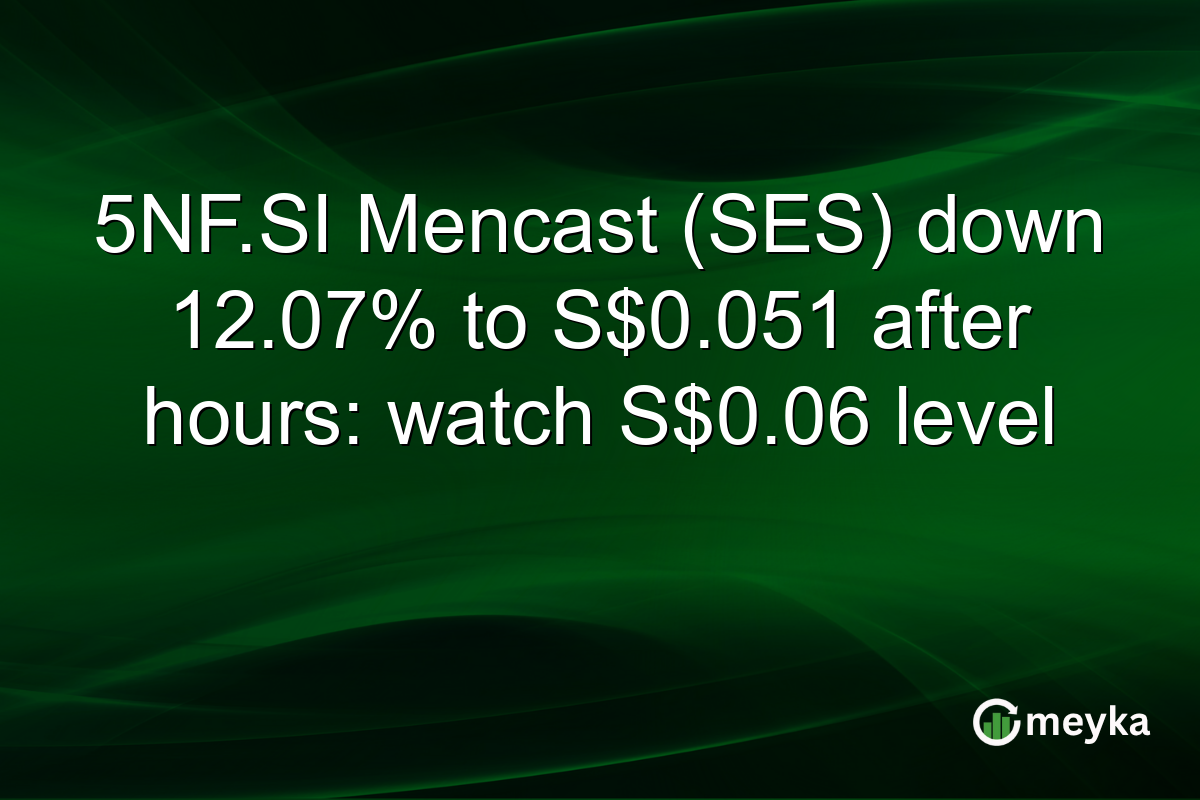5NF.SI Mencast (SES) down 12.07% to S$0.051 after hours: watch S$0.06 level