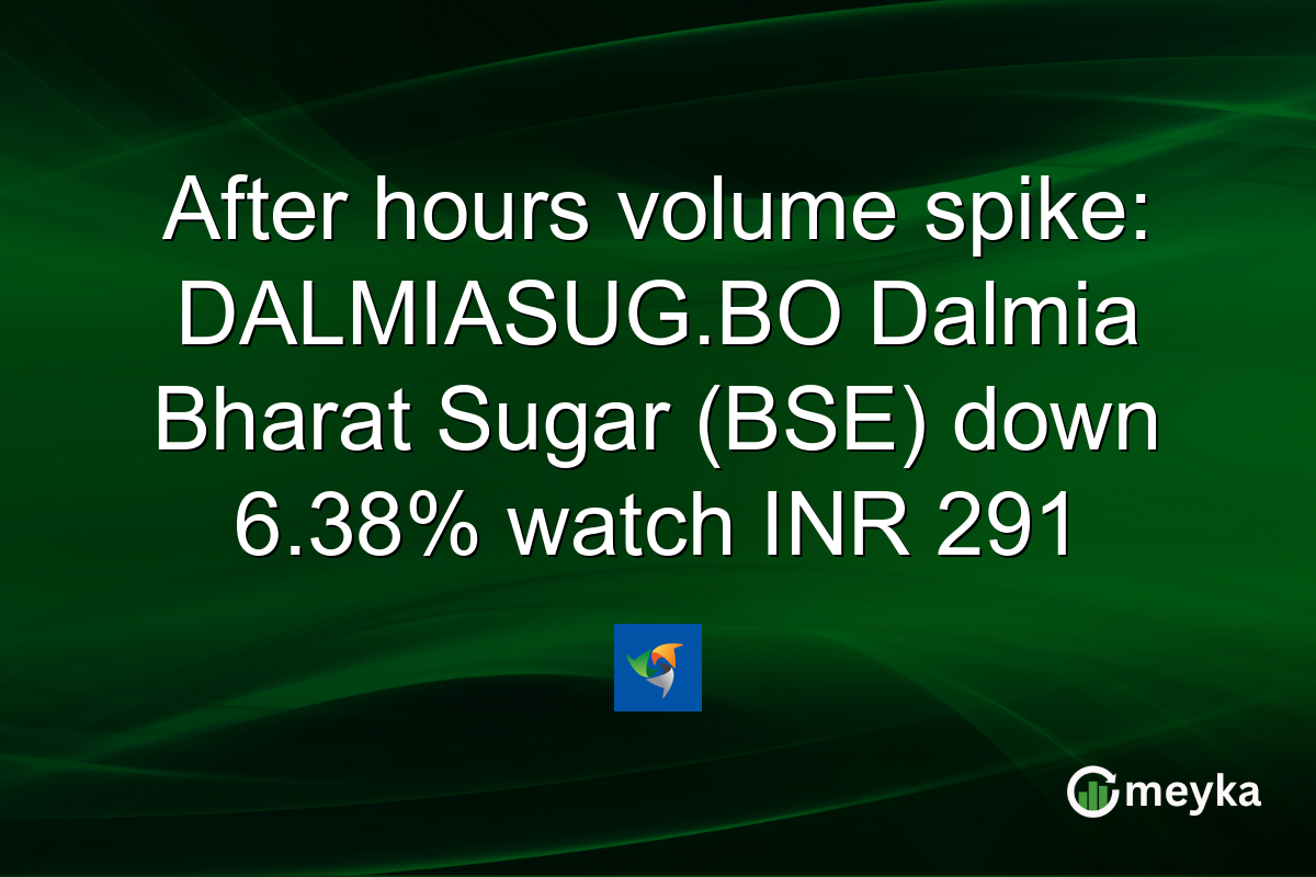 After hours volume spike: DALMIASUG.BO Dalmia Bharat Sugar (BSE) down 6.38% watch INR 291