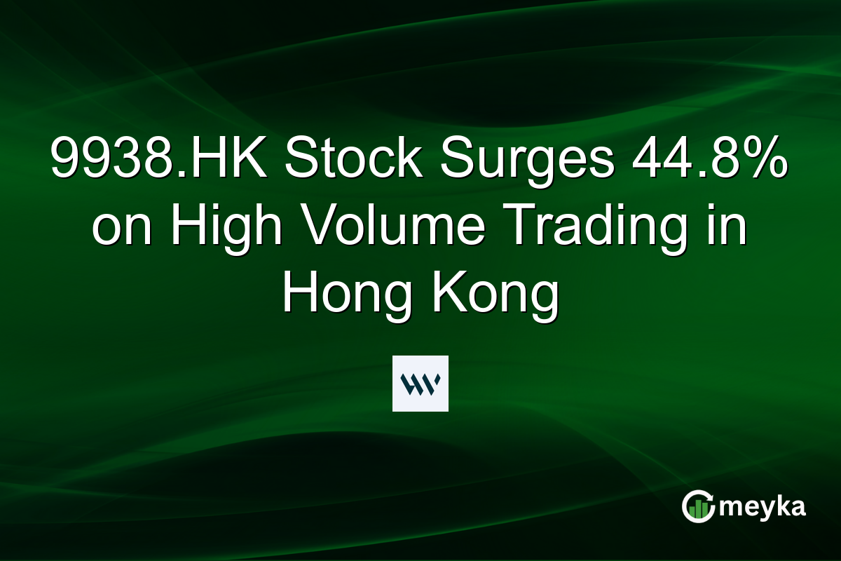 9938.HK Stock Surges 44.8% on High Volume Trading in Hong Kong