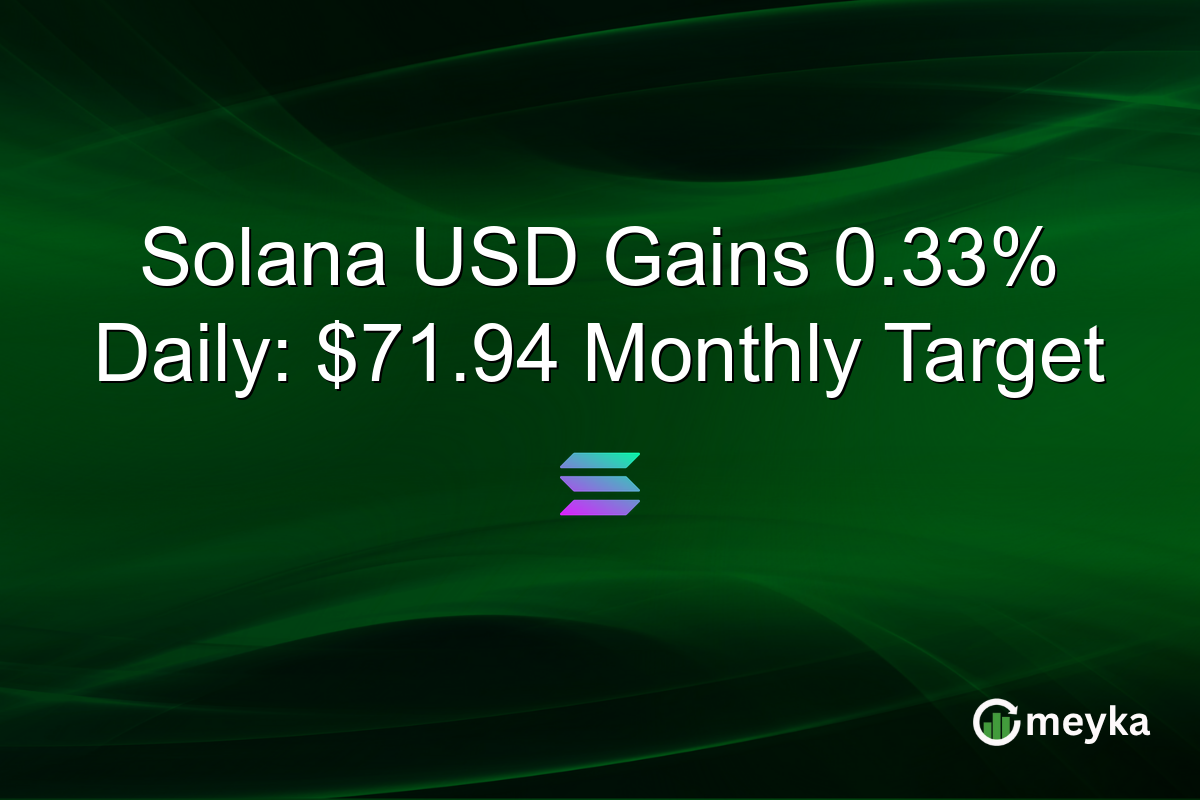 Solana USD Gains 0.33% Daily: $71.94 Monthly Target