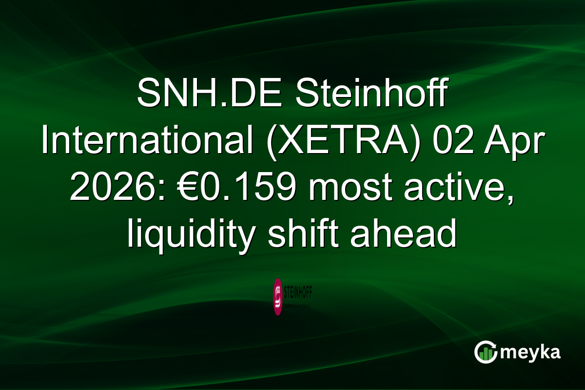 SNH.DE Steinhoff International (XETRA) 02 Apr 2026: €0.159 most active, liquidity shift ahead