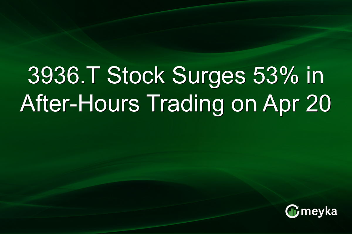 3936.T Stock Surges 53% in After-Hours Trading on Apr 20