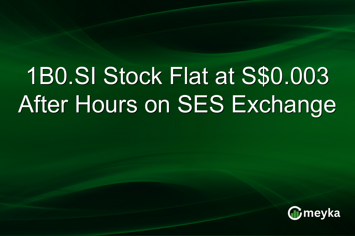 1B0.SI Stock Flat at S$0.003 After Hours on SES Exchange