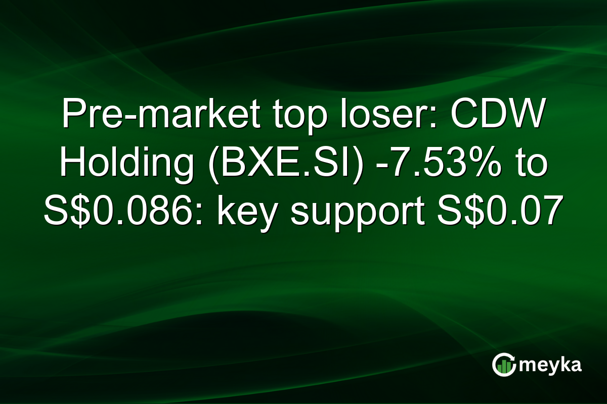 Pre-market top loser: CDW Holding (BXE.SI) -7.53% to S$0.086: key support S$0.07