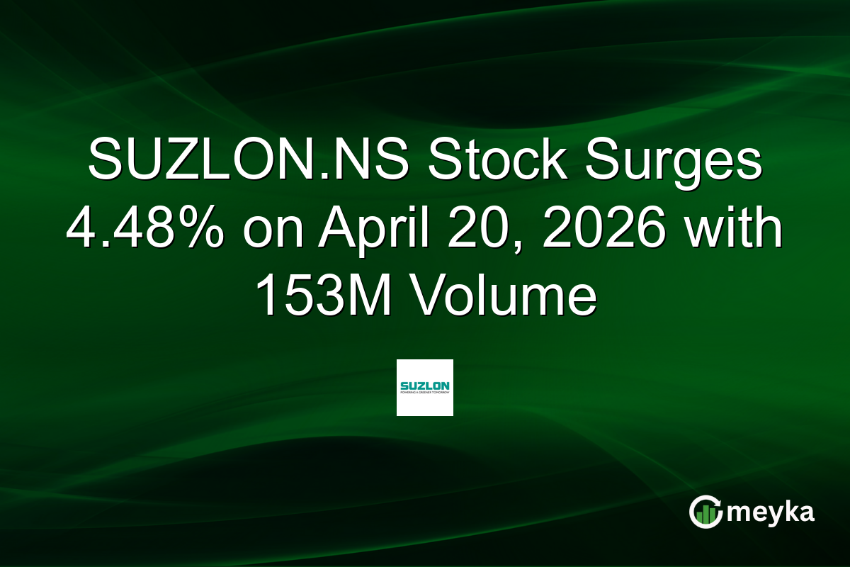 SUZLON.NS Stock Surges 4.48% on April 20, 2026 with 153M Volume