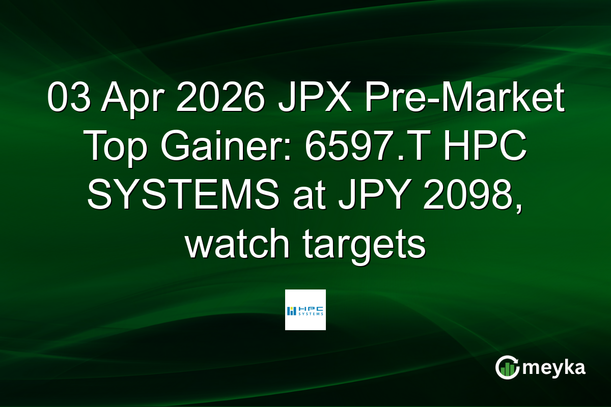 03 Apr 2026 JPX Pre-Market Top Gainer: 6597.T HPC SYSTEMS at JPY 2098, watch targets