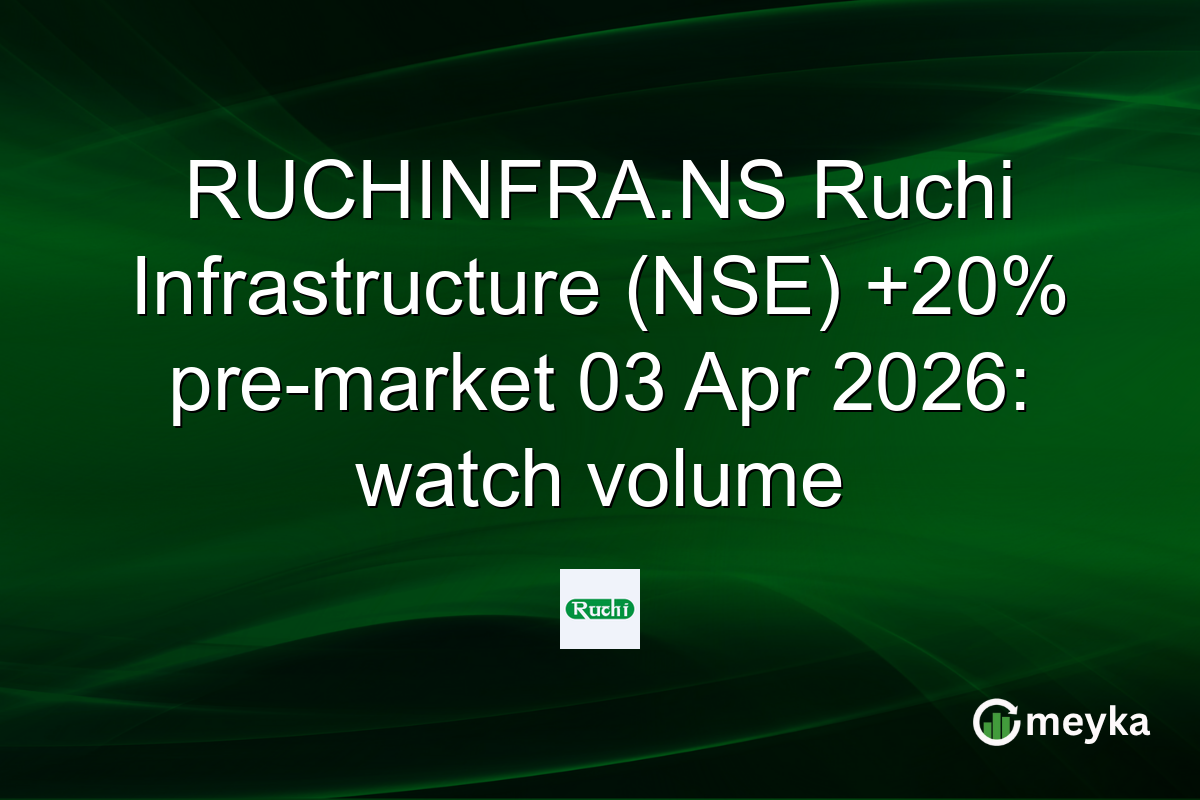 RUCHINFRA.NS Ruchi Infrastructure (NSE) +20% pre-market 03 Apr 2026: watch volume
