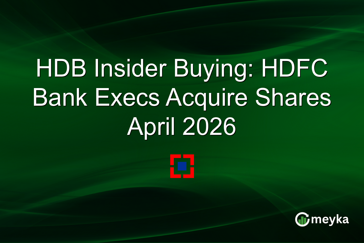 HDB Insider Buying: HDFC Bank Execs Acquire Shares April 2026