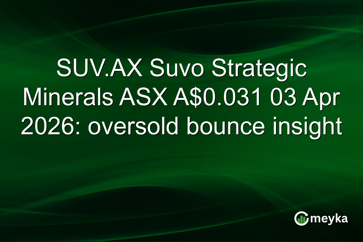 SUV.AX Suvo Strategic Minerals ASX A$0.031 03 Apr 2026: oversold bounce insight