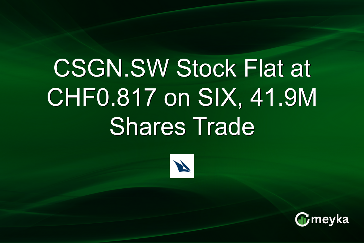 CSGN.SW Stock Flat at CHF0.817 on SIX, 41.9M Shares Trade