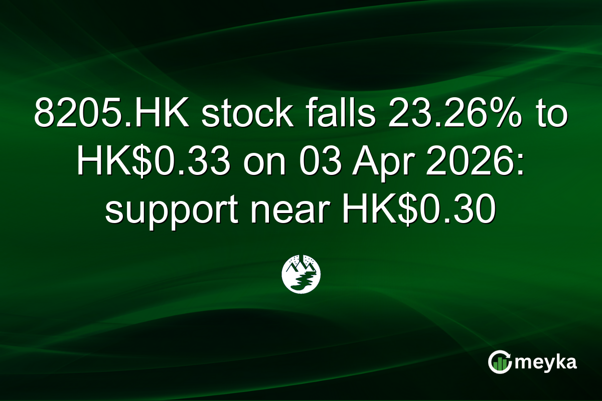 8205.HK stock falls 23.26% to HK$0.33 on 03 Apr 2026: support near HK$0.30