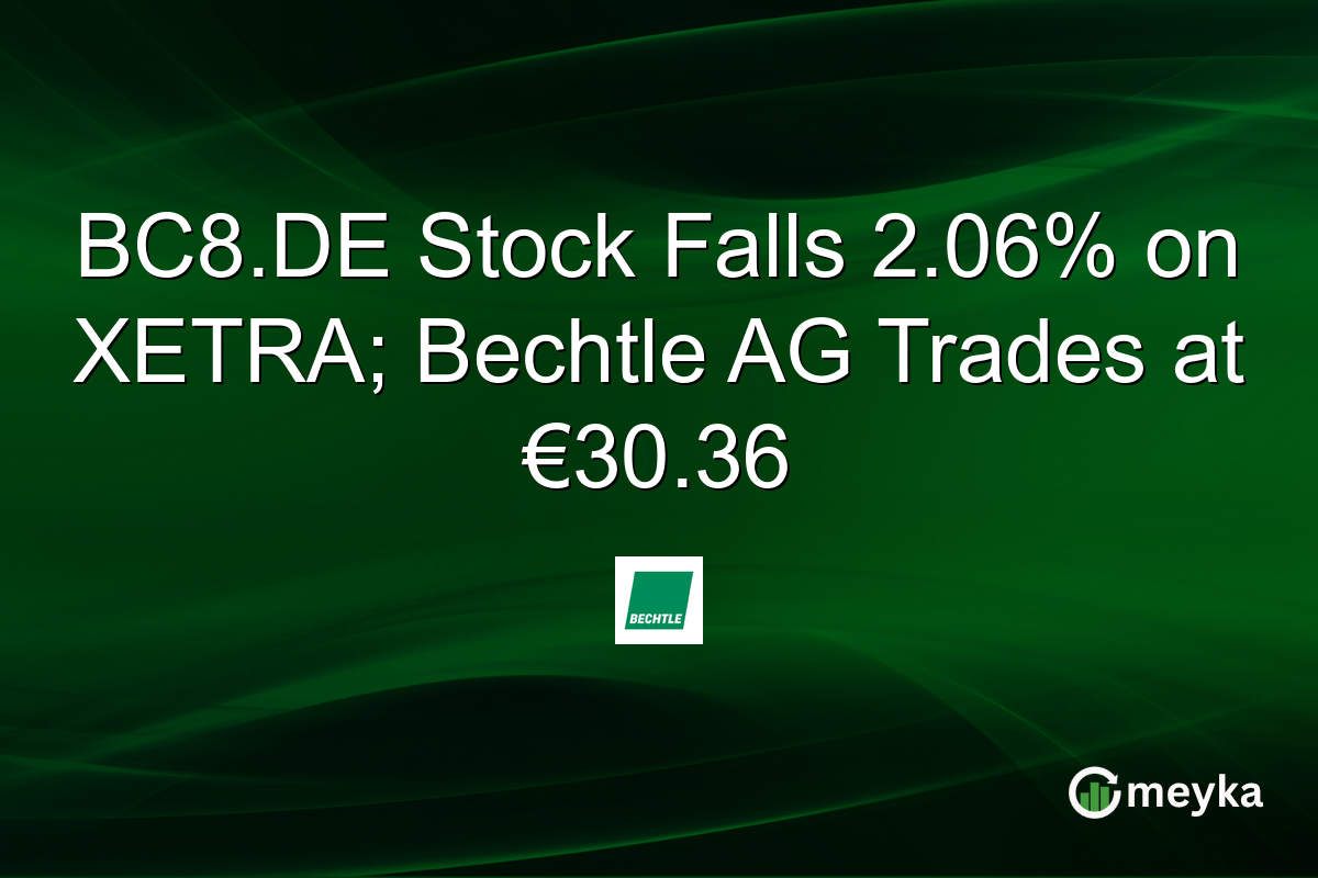 BC8.DE Stock Falls 2.06% on XETRA; Bechtle AG Trades at €30.36