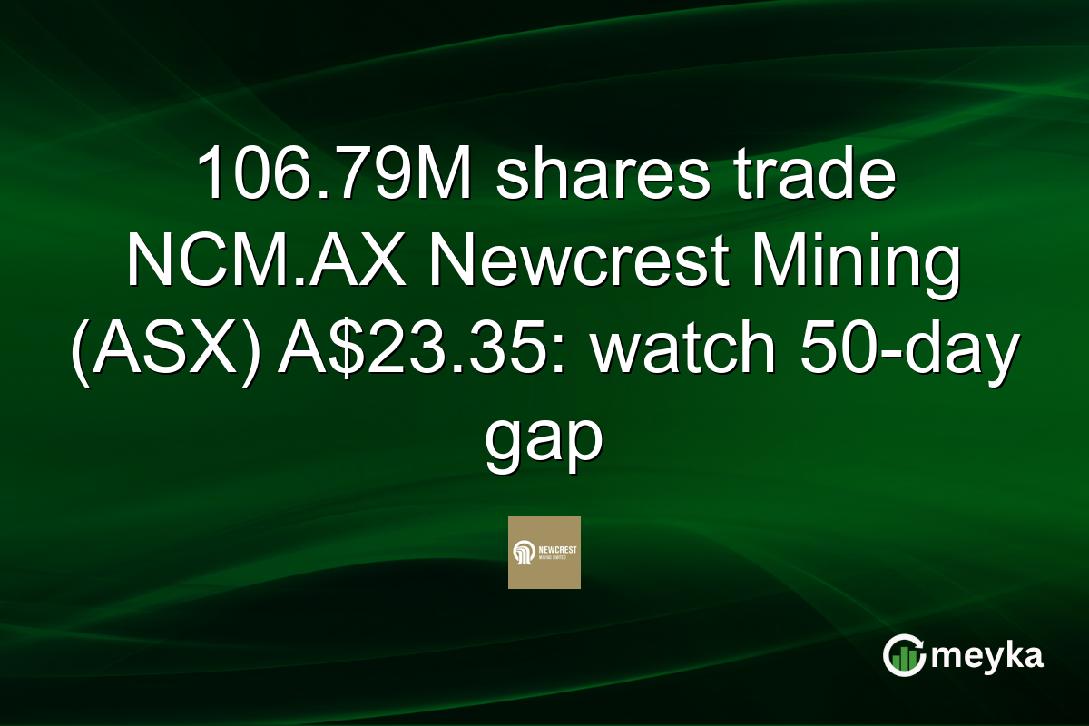 106.79M shares trade NCM.AX Newcrest Mining (ASX) A$23.35: watch 50-day gap