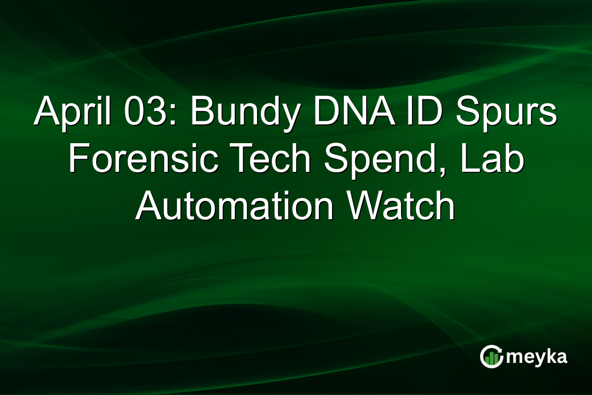 April 03: Bundy DNA ID Spurs Forensic Tech Spend, Lab Automation Watch