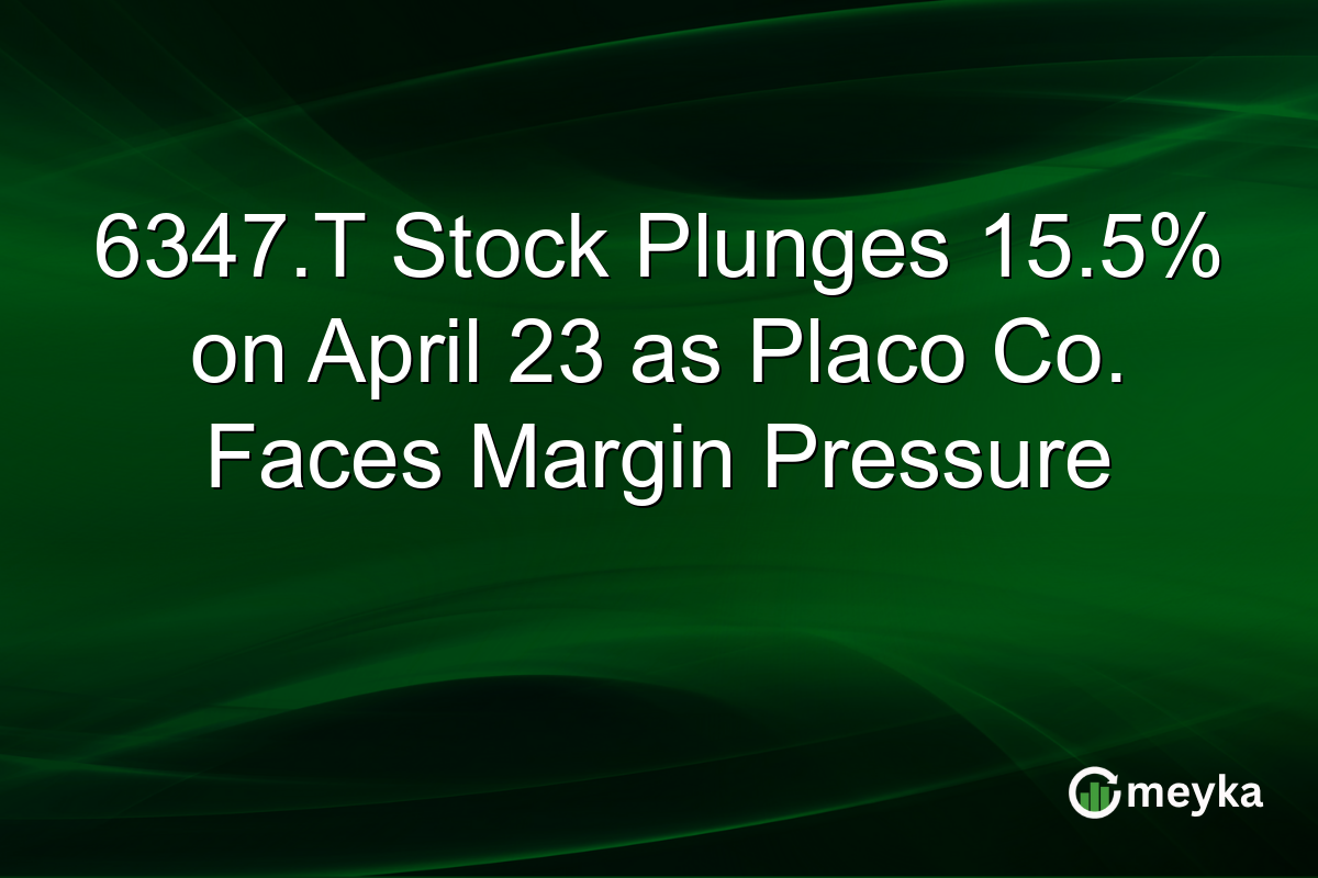 6347.T Stock Plunges 15.5% on April 23 as Placo Co. Faces Margin Pressure