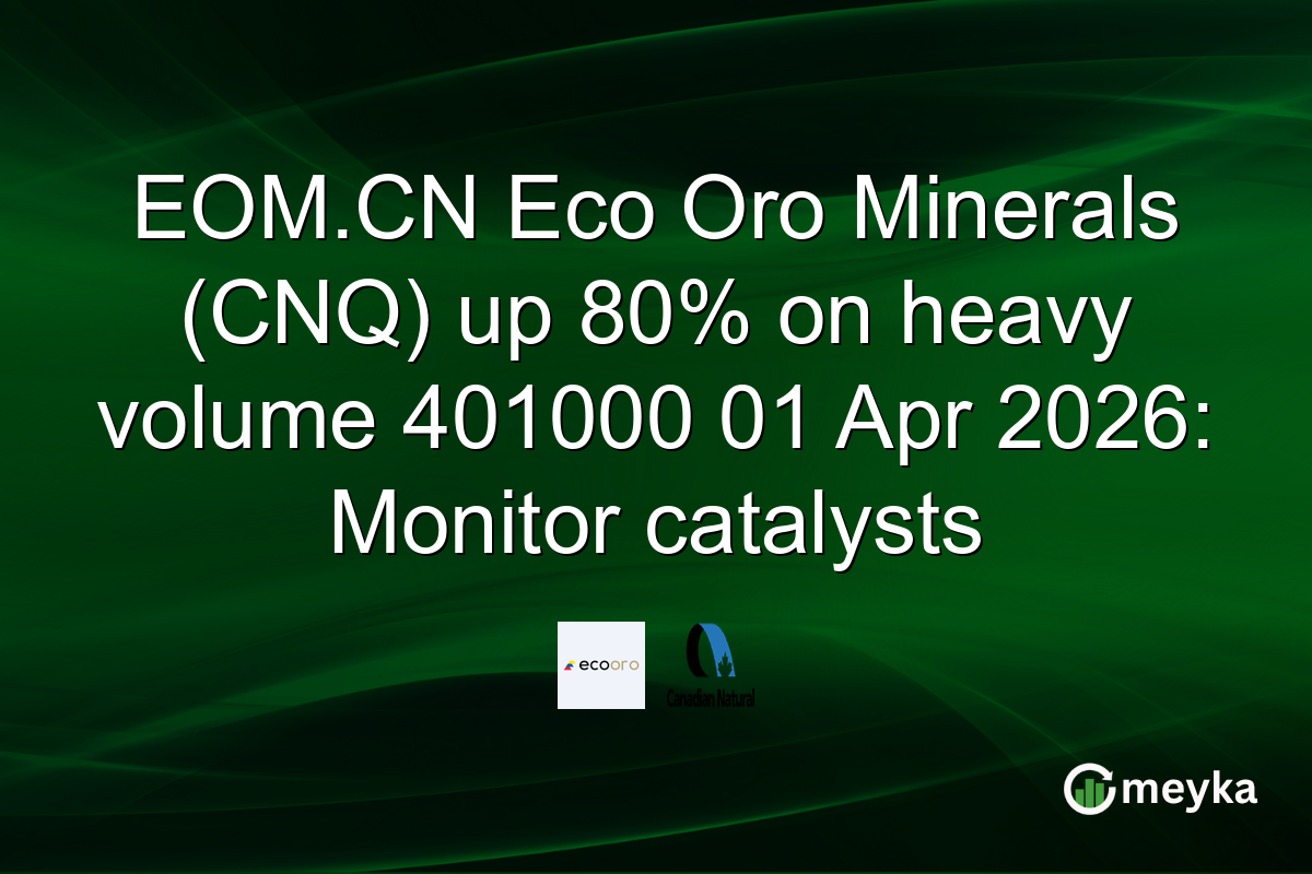 EOM.CN Eco Oro Minerals (CNQ) up 80% on heavy volume 401000 01 Apr 2026: Monitor catalysts