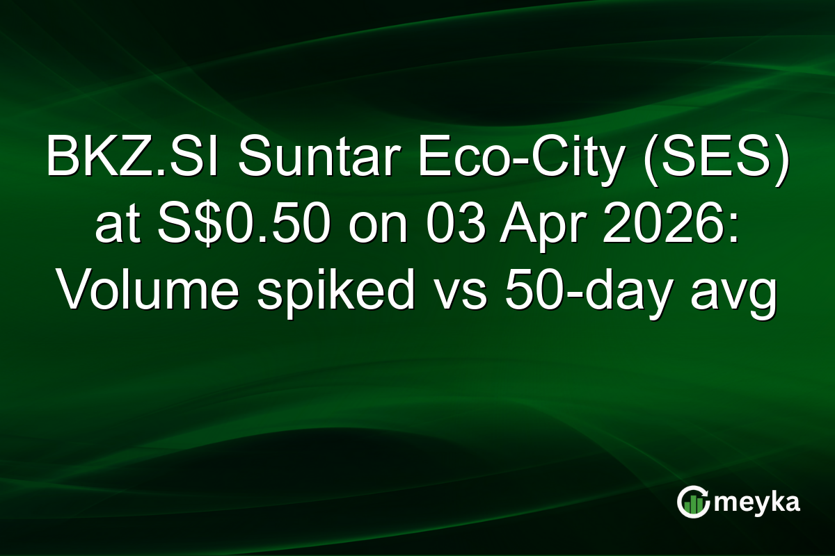 BKZ.SI Suntar Eco-City (SES) at S$0.50 on 03 Apr 2026: Volume spiked vs 50-day avg