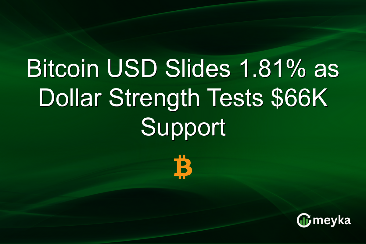 Bitcoin USD Slides 1.81% as Dollar Strength Tests $66K Support