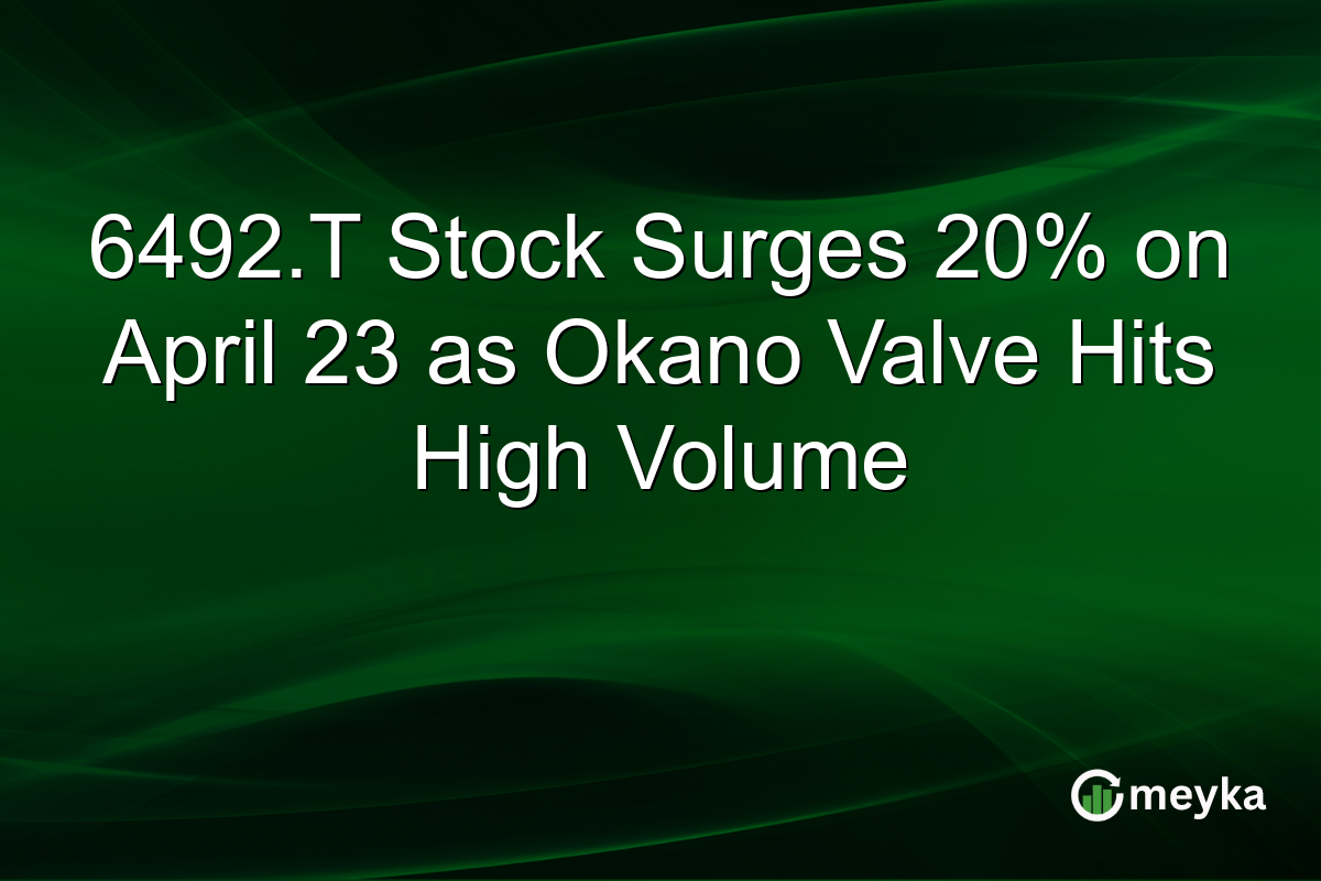 6492.T Stock Surges 20% on April 23 as Okano Valve Hits High Volume